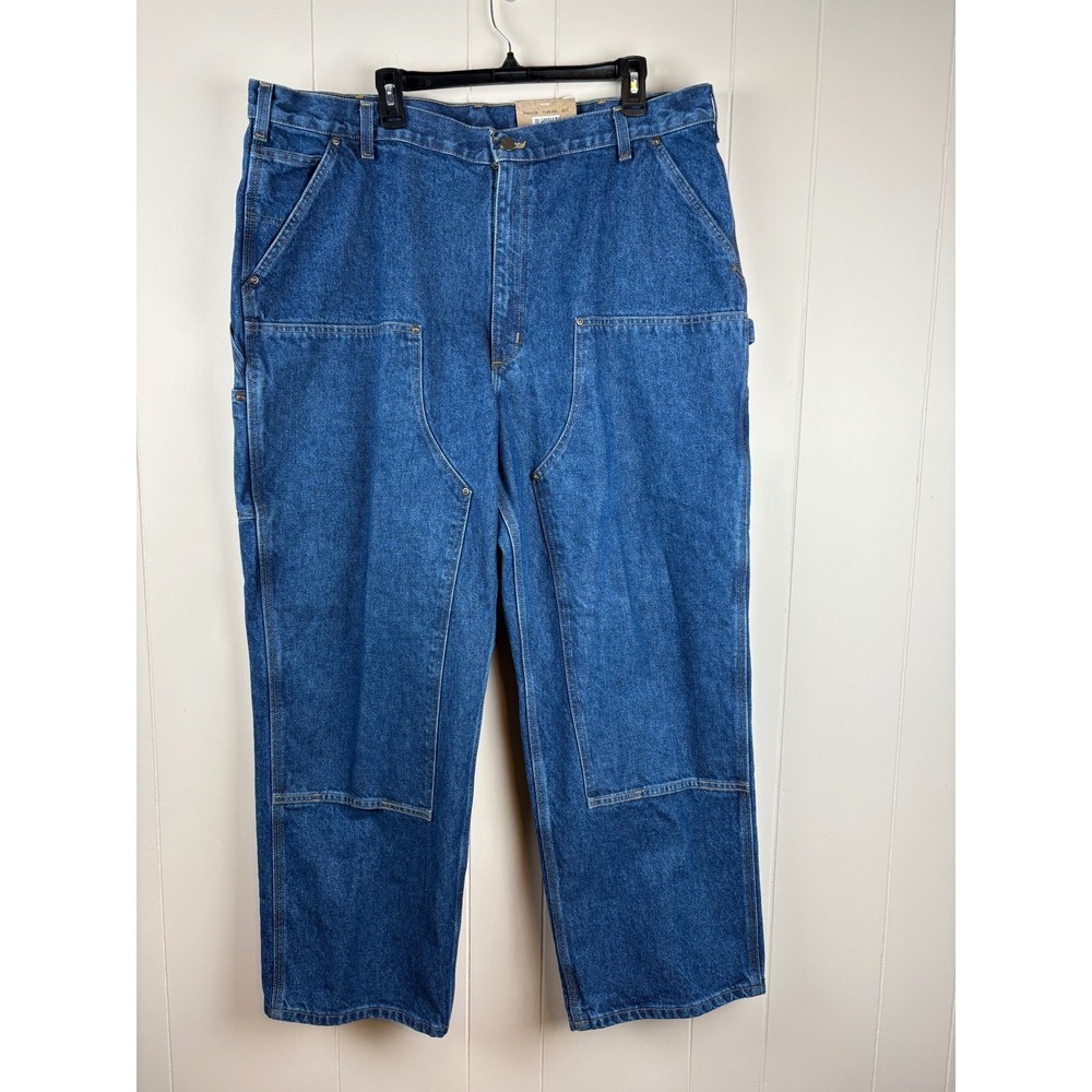 Carhartt B73 DST Double Front Washed Logger Dungaree Jeans Blue 42x30 NWT Men